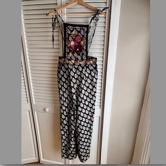 Like New Anthropologie Wide-Leg Embroidered Jumpsuit Size 2 - Picture 5 of 9